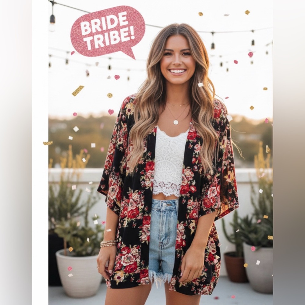🌸 Lightweight Kimono-Style Wrap Robe – Floral Print, One Size 🖤